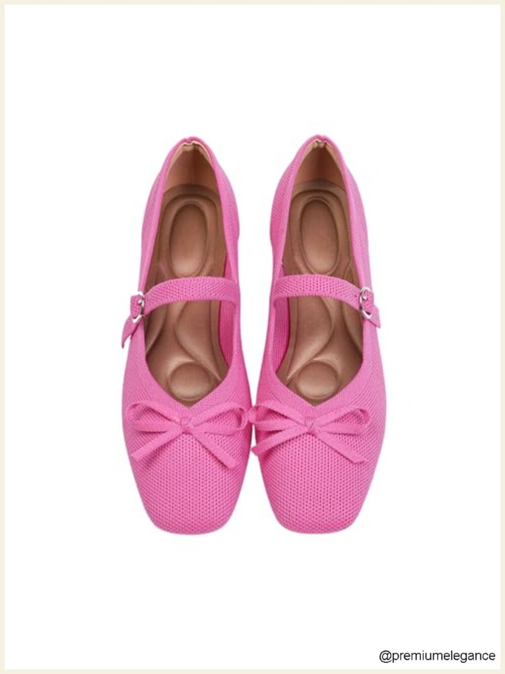 Women Square Toe Knit Ballet Flats Ankle Strap Washable Comfortable Dressy Mary